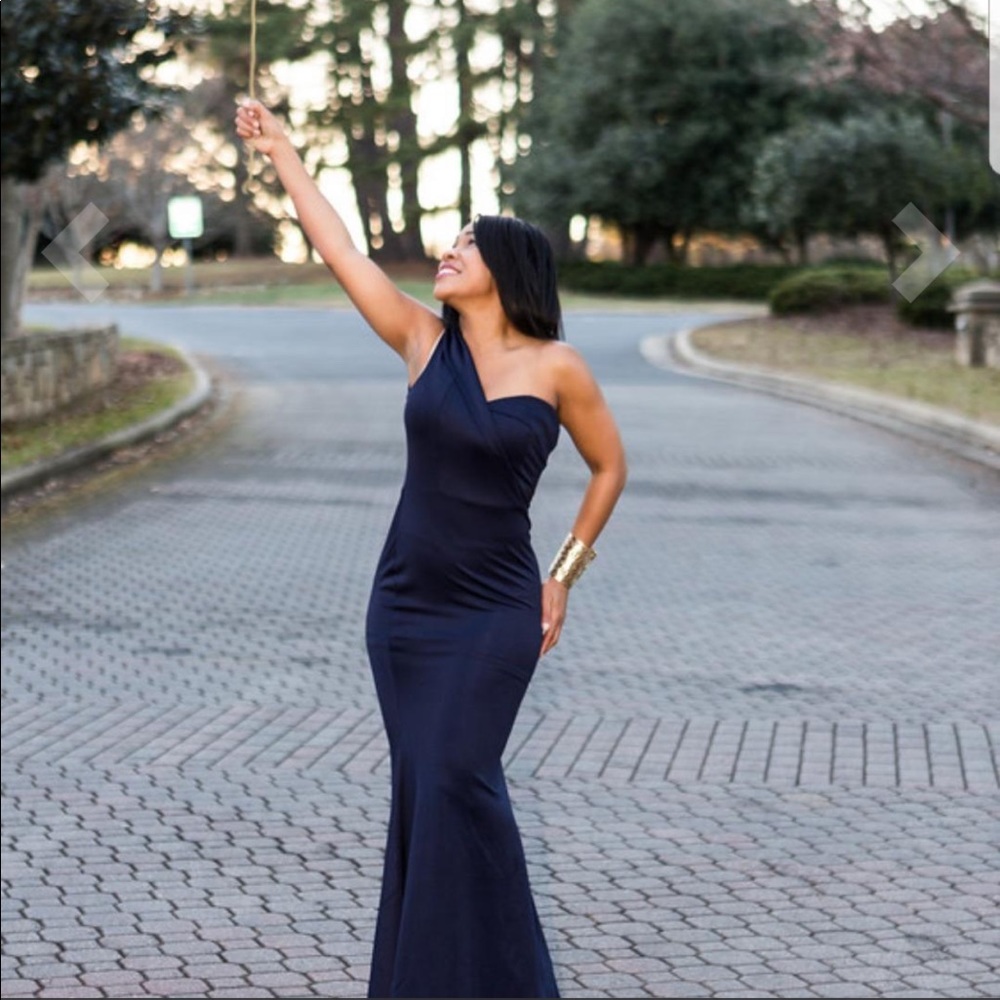 NWOT Navy Blue One Shoulder Mermaid Evening Dress